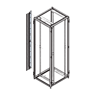 Organizador Vertical de Cables Rack 48 UR / Acero Negro / Sección 95x208 mm / Capacidad 726 Cables / Fijación Flecha 1.75 pulg