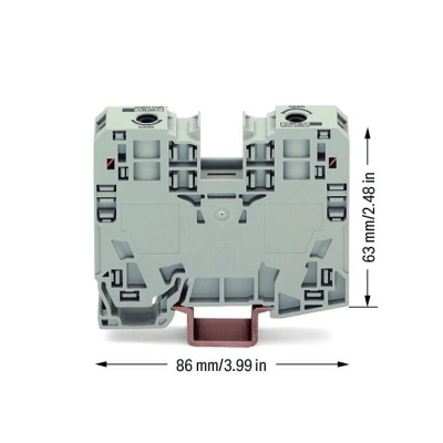 Borna de Paso, 35 mm², POWER CAGE CLAMP, 125 A, 1000 V, Montaje Carril DIN 35x15, Gris, Para Conductores 6-35 mm², Conectores Laterales, Marcaje Lateral