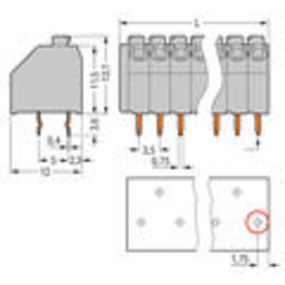 Bloque Terminal PCB / 8 Polos / Push-in CAGE CLAMP® / 1.5 mm² / 8A 320V / Pin Spacing 3.5 mm / Botón Push / THT / Policarbonato V0
