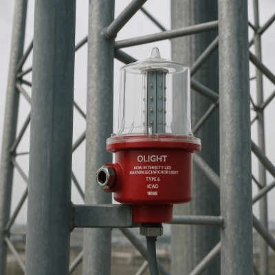 Luz de Obstrucción de Aviación LED de Baja Intensidad (Tipo B), Certificación ICAO, Protección IP66 y Alta Durabilidad para Torres y Estructuras