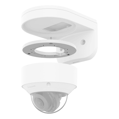 Adaptador de Montaje SBD-137WMA para Cámaras Hanwha Vision / Aluminio Blanco RAL 9003 / Diámetro Ø137.5 mm / Compatible con SBP-137WMW / Tornillo TR20 / Certificaciones EAC RoHS KC CE FCC