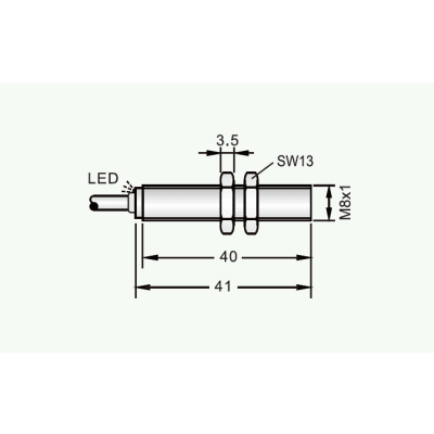Sensor de Proximidad Inductivo Cilíndrico M8 / Cable 3 Hilos PNP N.O. / Distancia Detección 1.5 mm / IP67 / Rango Voltaje 12-24V DC / Frecuencia Respuesta 1000Hz / Protección Cortocircuito y Polaridad Inversa