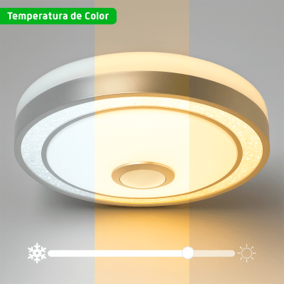 Luminario LED de 40W / 3000 Lúmenes / Ø 490mm x 66mm / Voltaje 85-265V / Temperatura Fría 6500K / Conexión Bluetooth / App iLink.