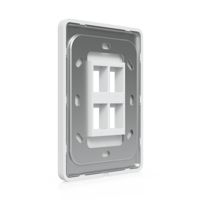 Placa de Pared Vertical Universal para Keystone de 4 Puertos con Cubierta Pintable, Acabado Personalizable, Paquete con 4 Piezas