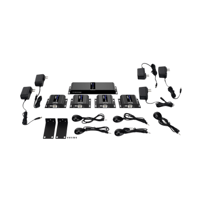 Kit Divisor y Extensor HDMI (Extender Splitter) | Divide 1 Fuente HDMI a 4 Pantallas | Extiende la señal HDMI hasta 120 m | Resolución 4Kx2K @ 60 Hz | Cat 6/6a | Uso 24/7 | Longitud del cable autoajustable