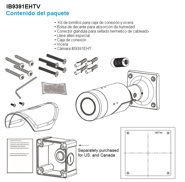 VIVOTEK IB9391-EHT - Cámara IP Bullet Exterior 8 Megapixeles/ 4K / Lente Varifocal 3.9-10mm / Smart IR II 50m / WDR Pro / Smart VCA Incluido / Smart Stream III/ Visión SNV / Ciberseguridad Trend Micro / Smart Motion / Protección IP67, IK10, Nema4X / ONVIF