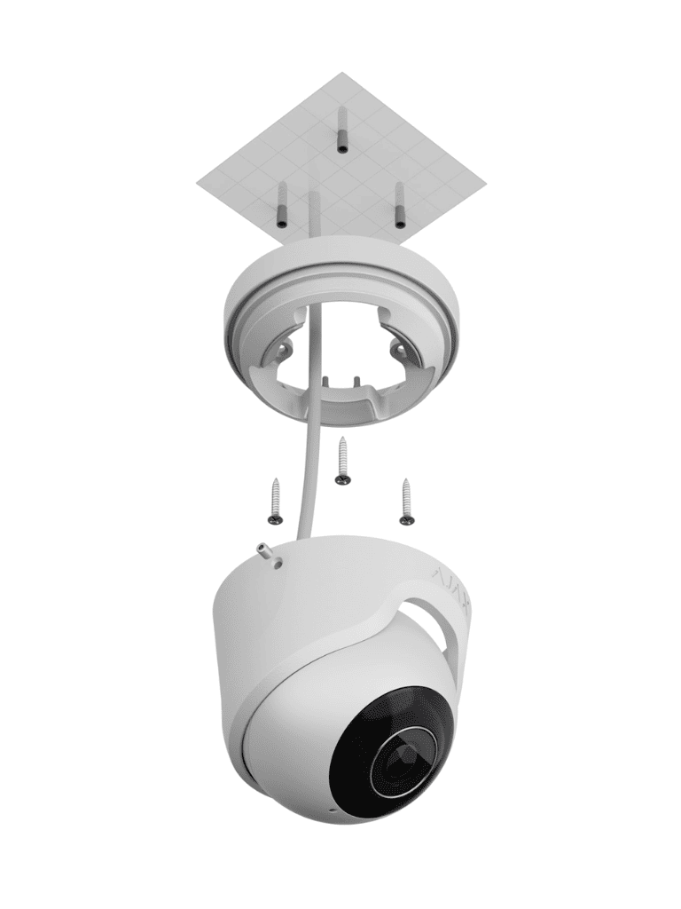 Ajax TurretCam (5 Mp/2.8 mm) - Camara IP Torreta 5 Megapixeles con IA y Micrófono/ H.265/ 25 Fps/ Lente de 2.8mm/ Angulo de 100°-110°/ IR DE 35 Mts/ IP65/ PoE/ WDR/HDR. Color Blanco