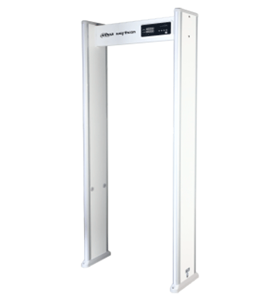 Dahua ISC-D109L Arco detector de metales con 9 zonas de detección, pantalla de 5 dígitos, luces indicadoras y contador de paso. Ofrece alarmas ajustables con 99 tonos y volumen configurable, brindando seguridad y precisión.