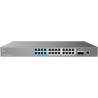 Switch de Red Empresarial L2++ / Serie GWN7800 Pro / 24 Puertos Gigabit PoE 400W / 2 SFP+ / Gestión Cloud GDMS / VLAN 4K / QoS Avanzado / Seguridad Integral
