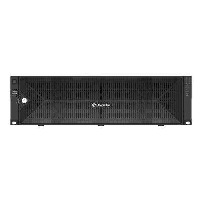 NVR de 64 canales / Soporta grabación hasta 32 MP / H.265 & Wisestream / Procesamiento 400 Mbps / 3 Puertos de Red / Raid 5-6 / 160 TB incluidos