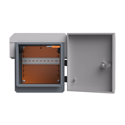 Gabinete de Acero Ventilado para Exterior con Rieles DIN y 4 Placas Laterales para Montaje de Equipos por Fuera