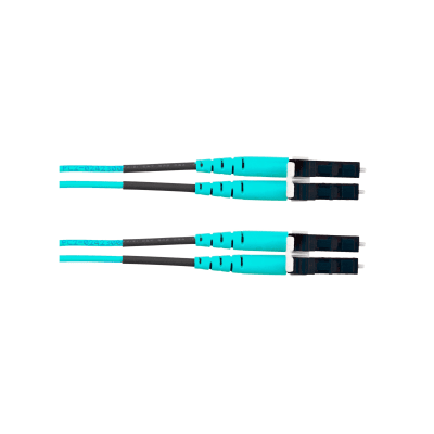 Jumper de Fibra Optica Multimodo 50/125 OM4, LC-LC Duplex, OFNR (Riser), Color Aqua, 8 Metros (26.25 Pies)