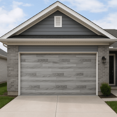Puerta de Garage de Alta Calidad / Estilo Americano / Acabado Laminado PREMIUM / Color Gris / 8x8 Pies.