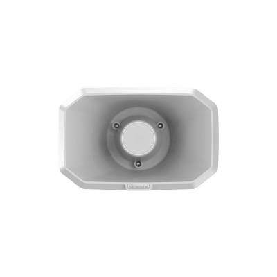 Altavoz IP Tipo Corneta / 10W / PoE+ / E/S de Alarma / Para integración con sistema Hanwha / IP66 / SIP, IPv4, HTTP, DNS, NTP, TCP, UDP, ARP.