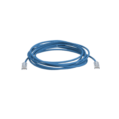 Cable de Parcheo TX6, UTP Cat6, Diámetro Reducido (28AWG), Color Azul, 12.19 Metros (40 Pies)