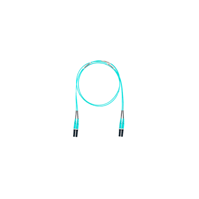 Jumper de Fibra Optica Multimodo 50/125 OM4, LC-LC Duplex, OFNR (Riser), Color Aqua, 25 Metros