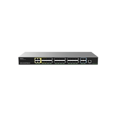 Switch de Agregación Capa 3 / 4 Puertos Gigabit Ethernet / 24 Puertos Gigabit SFP / 4 Puertos 10Gigabit SFP+ / QoS Integrada / Soporte IPv6 e IPv4 / Seguridad Avanzada / Stacking /