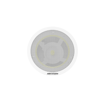 Bocina (Altavoz) IP con Bluetooth | Montaje en Plafón | 3 Watts | PoE+ | Biblioteca de Audios Pregrabados | Entrada de alarma | Hik-Connect / HikCentral Profesional | Compatible con Bocinas secundarias