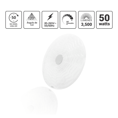 Lámpara de Techo LED / 40W / 3000 Lúmenes / 3 Temperaturas de Color (2700K-6500K) / IP20 Interior / Vida Útil 50,000 Horas / Material Aluminio y PC / Base Sobreponer