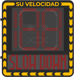 Display LED para Control de Velocidad Exterior / Distancia Visible de 100 m / LED de Alta Luminosidad y Bajo Consumo / Visualización de Velocidad con Código de Colores / IP66 / Conectividad Wi-Fi y Ethernet / Compatible con TCP/IP, HTTP, DHC