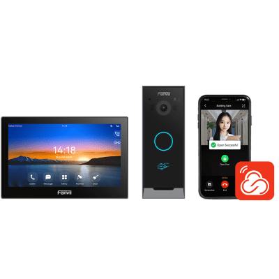 Kit Videoportero IP Fanvil VIK-01, Estación Interior SIP i504W + Frente de Calle i60, Llamadas HD, Desbloqueo Remoto, App Fanvil Link, PoE