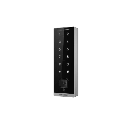 Teclado Esclavo con Lector de Tarjetas Virtuales Bluetooth y Códigos QR / Tarjetas MIFARE y PROX EM / Contraseñas / RS-485 Wiegand OSDP / Frecuencias 13.56 MHz y 125 KHz / Autenticación Tarjeta PIN QR Bluetooth / Táctil