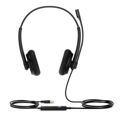 Diadema USB Yealink UH34 Lite Dual con Almohadillas de Esponja y Certificación Microsoft Teams