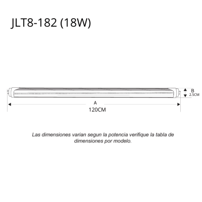 Tubo led T8, 18 W, 1200 mm, 6 500 K / Blanco Mate