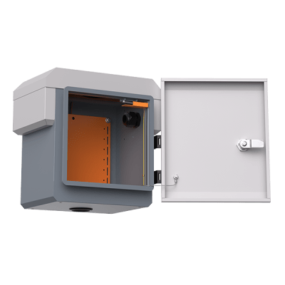 Gabinete de Acero Ventilado para Exterior con Rieles DIN y 4 Placas Laterales para Montaje de Equipos por Fuera