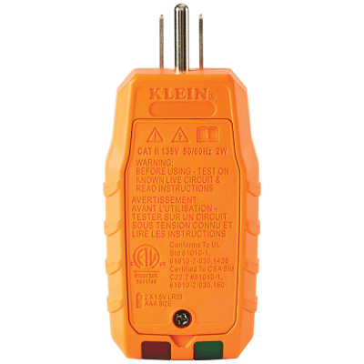 Probador de Tomacorrientes con Interruptor de Falla a Tierra (GFCI) con pantalla LCD.