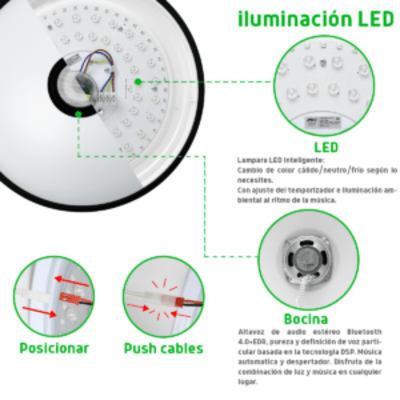 Luminario LED JLAR-3003 / 30W / 2400 Lúmenes / Bluetooth Control App / Voltaje 85-265V / Temperatura 6500K Fría / Garantía 3 Años