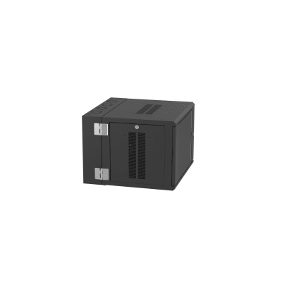 Gabinete PanZone de Montaje en Pared, de 19in, Puerta con Ventana de Seguridad, 9 UR, 635mm de Profundidad, Color Negro