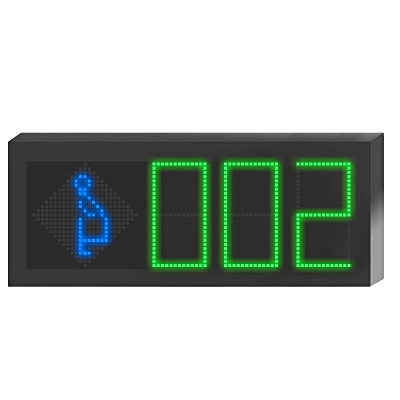 Panel LED Indicador de Estacionamiento Hikvision / 3 Dígitos con Flecha Direccional / Pantalla 7 Colores / Comunicación RS485-RJ45 / Montaje Colgante / Visualización Tiempo Real / Iconos Especiales