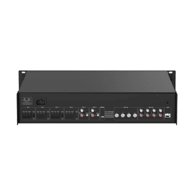 Amplificador de Red |  4 Zonas de 250W | 100V/70v | Calendarización de eventos | Biblioteca de Materiales de Audio | Entrada de Alarma | Hik-Connect /Hikcentral profesional
