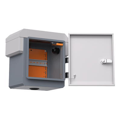 Gabinete de Acero Ventilado para Exterior con Rieles DIN y 4 Placas Laterales para Montaje de Equipos por Fuera