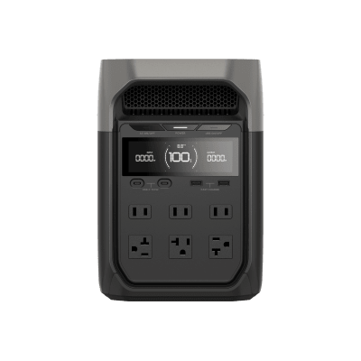 Estación de Energía Portátil Delta 3 1024Wh Litio LFP / 6 AC 1800 W (Max. 2200W) / 2 USB-C 100W / Capacidad para Aumentar Respaldo / Cargador de Coche 10A a 12.6V / Conectividad WiFi y Bluetooth (App) / Carga Solar 500W Max.