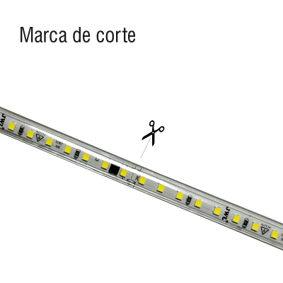 Manguera Led para uso Interior o Exterior / 50 m/ 127 V CA / 500 W Potencia / T.C.C. 6500 K / Color Blanco / Fuente de luz LED tipo SMD.