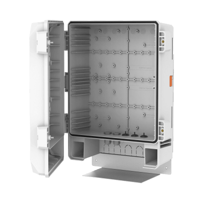 Gabinete SBP-150NBW / PC (Policarbonato) y Aluminio / IP66 IK10 NEMA 4X / Carga Máxima 15 kg / Dimensiones 360x420x163.1 mm / Color Blanco