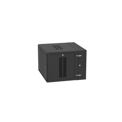 Gabinete PanZone de Montaje en Pared, de 19in, Puerta con Ventana de Seguridad, 9 UR, 635mm de Profundidad, Color Negro