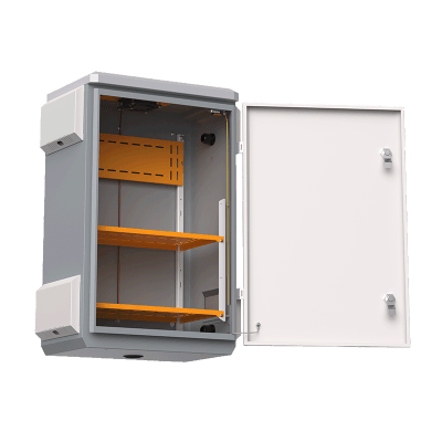 Gabinete de Acero Ventilado para Exterior con Rieles DIN y 4 Placas Laterales para Montaje de Equipos por Fuera