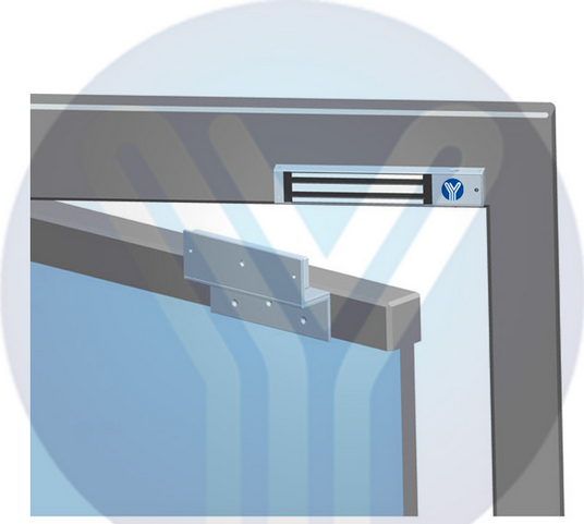 YLI MBK350ZLW - Soporte de electroiman de 350 Kg para puerta con apertura interior / Tipo Z / Compatible con YM350WS clave 76006