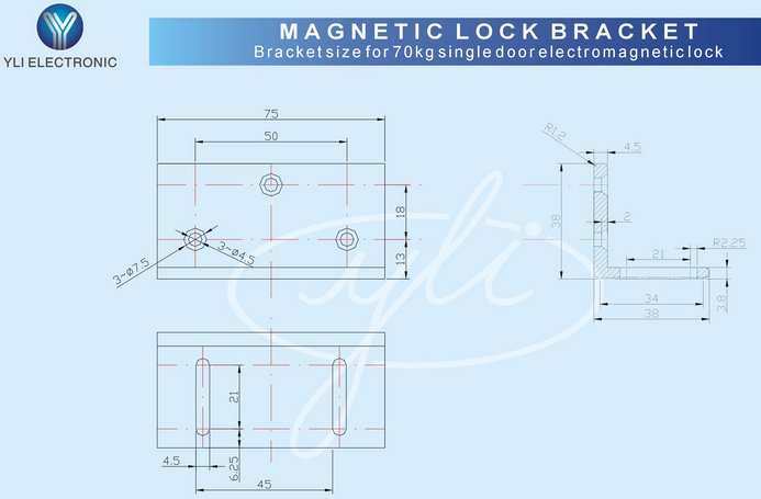 YLI MBK70Z - Soporte de Fijación tipo Z / Compatible con Cerradura Magnética YM60