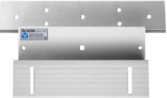 YLI MBK350ZLW - Soporte de electroiman de 350 Kg para puerta con apertura interior / Tipo Z / Compatible con YM350WS clave 76006