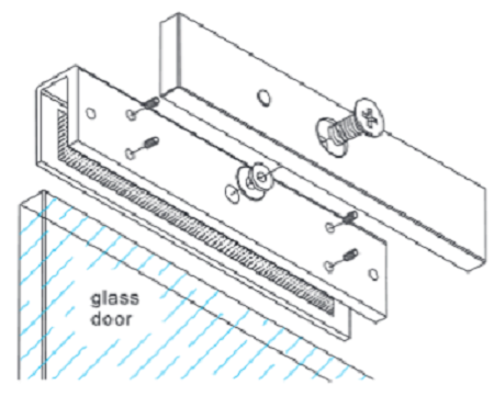 YLI MBK280UL - Soporte de Fijación tipo U para Puerta de Vidrio sin Marco / Compatible con Cerradura Magnética YM280NLED