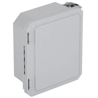 Caja Impermeable De Fibra De Vidrio, 8.77" (22.27cm) Alto x 6.77" (17.19cm) Ancho x 4.06" (10.31cm), Sin Ventanilla, Listado UL/cUL, Hecho En EE.UU, Serie EnviroArmour®