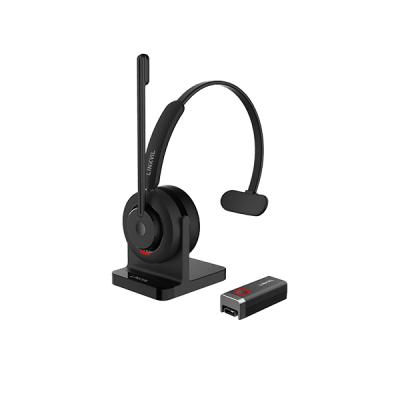 Diadema Inalámbrica DECT/Bluetooth con Micrófono Rotable /Audio HD/  Cancelación IA/  Incluye Base de Carga