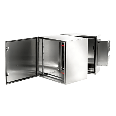 Gabinete de Pared ProTek / Bisagra Doble / AC Tipo 4 4X 12 / Acero Inoxidable 304 / 12U / 621 mm (24.4 in) Alto x 600 mm (23.6 in) Ancho x 789 mm (31.1 in) Fondo / Cepillado #3 / Montaje en Rack 19 pulgadas