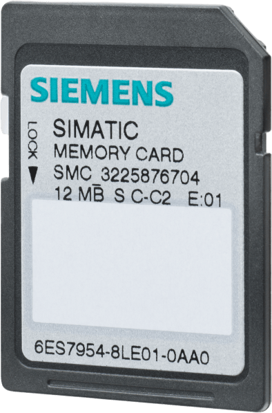 Tarjeta de Memoria SIMATIC S7 / Flash-EPROM 12 MB / 3.3V / 500.000 Ciclos Escritura-Borrado / Retención Datos 10 Años / Aplicaciones Marítimas / Certificaciones Clasificación Naval