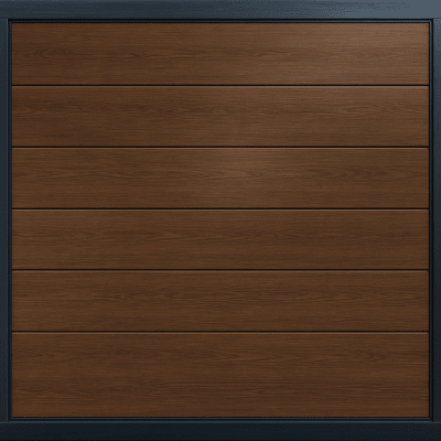Puerta de Garage de Alta Calidad / Linea Central / Imitacion madera / oscura / 16x9 pies / AISLADA / Estilo Americana.