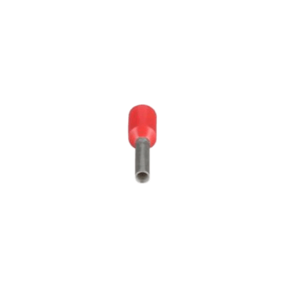 Ferrule Aislado PAN-TERM para Cable 8 AWG, Largo 12mm, DIN Color Rojo. Paquete 100 Piezas